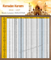 امساكية رمضان كوالالمبور ماليزيا 2016 - Imsakia Ramadan Kuala Lumpur Malaysia
