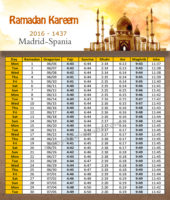امساكية رمضان مدريد اسبانيا 2016 - Imsakia Ramadan Madrid Spain