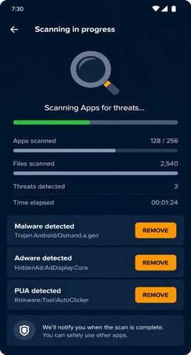 فحص الهاتف من الفيروسات باستخدام Avast للاندرويد
