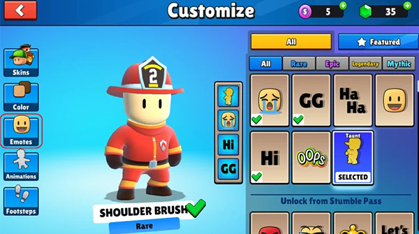 التعبيرات والقدرات في لعبة Stumble Guys