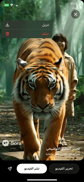 نشر فيديو سورا بجودة عالية