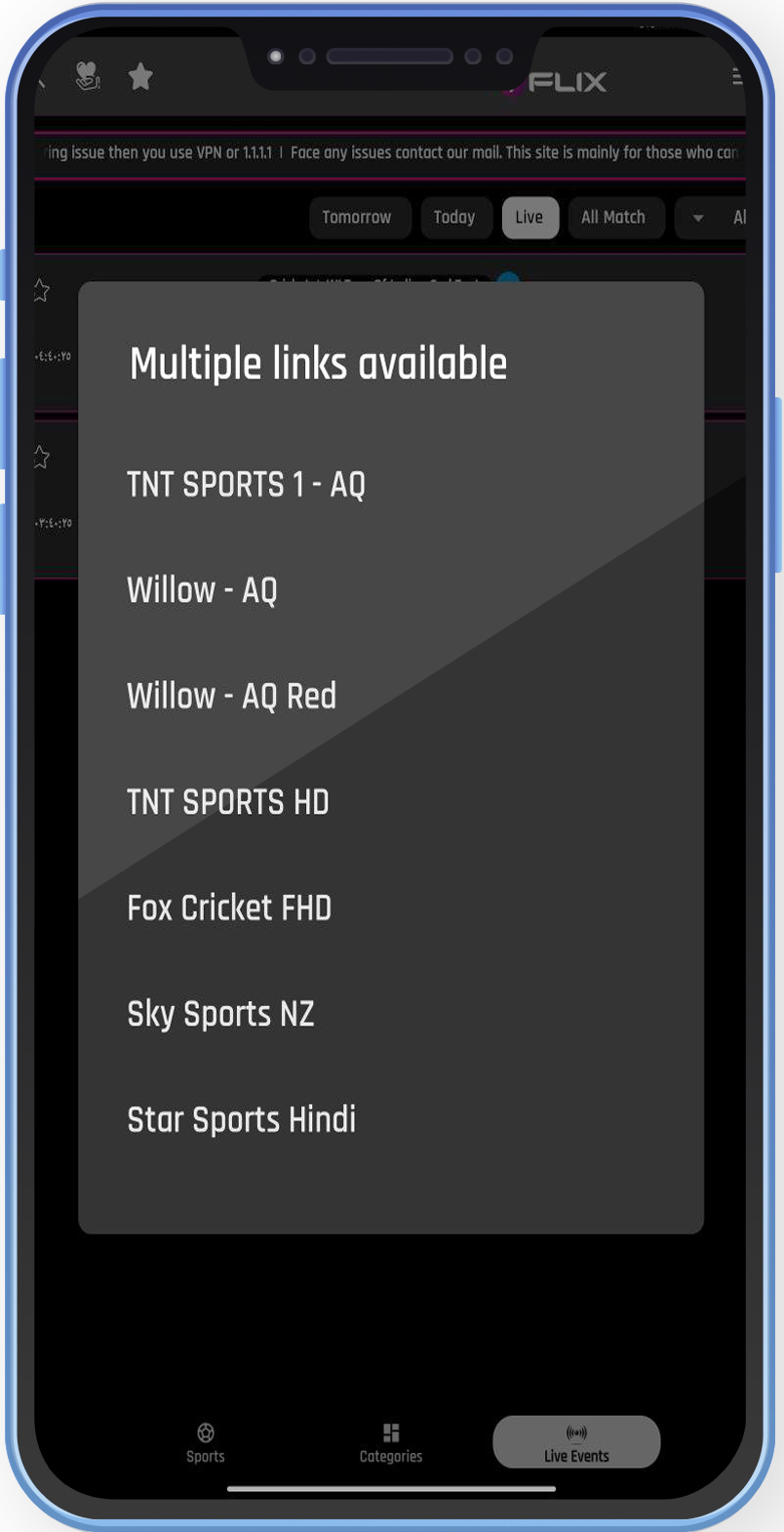 تحميل تطبيق TFlix مشاهدة قنوات بين سبورت