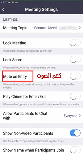 كتم اتصال أي شخص في الاجتماع mute