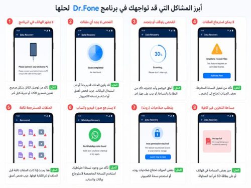 مشاكل وحلول Dr.Fone