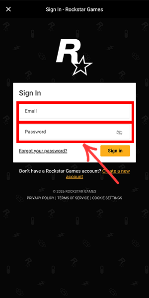 تسجيل الدخول بحساب Rockstar Games