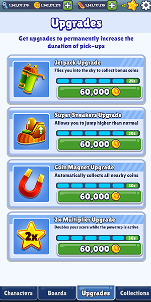 أدوات القوة في Subway Surfers للاندرويد